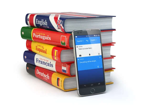 E-learning. Mobile dictionary. Learning languages online. Smartp — Stock Photo, Image