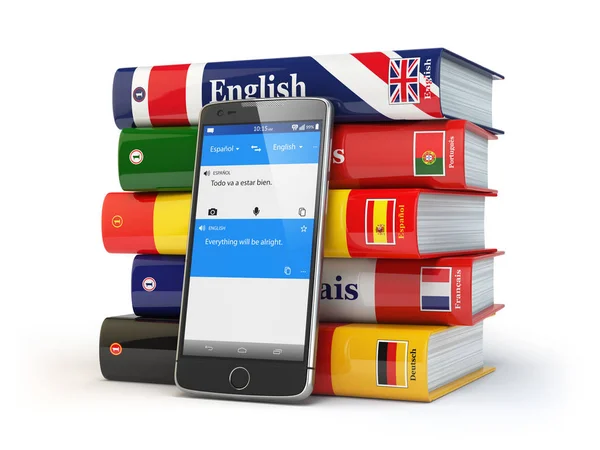 E-learning. Diccionario móvil. Aprender idiomas en línea. Smartp. — Foto de Stock