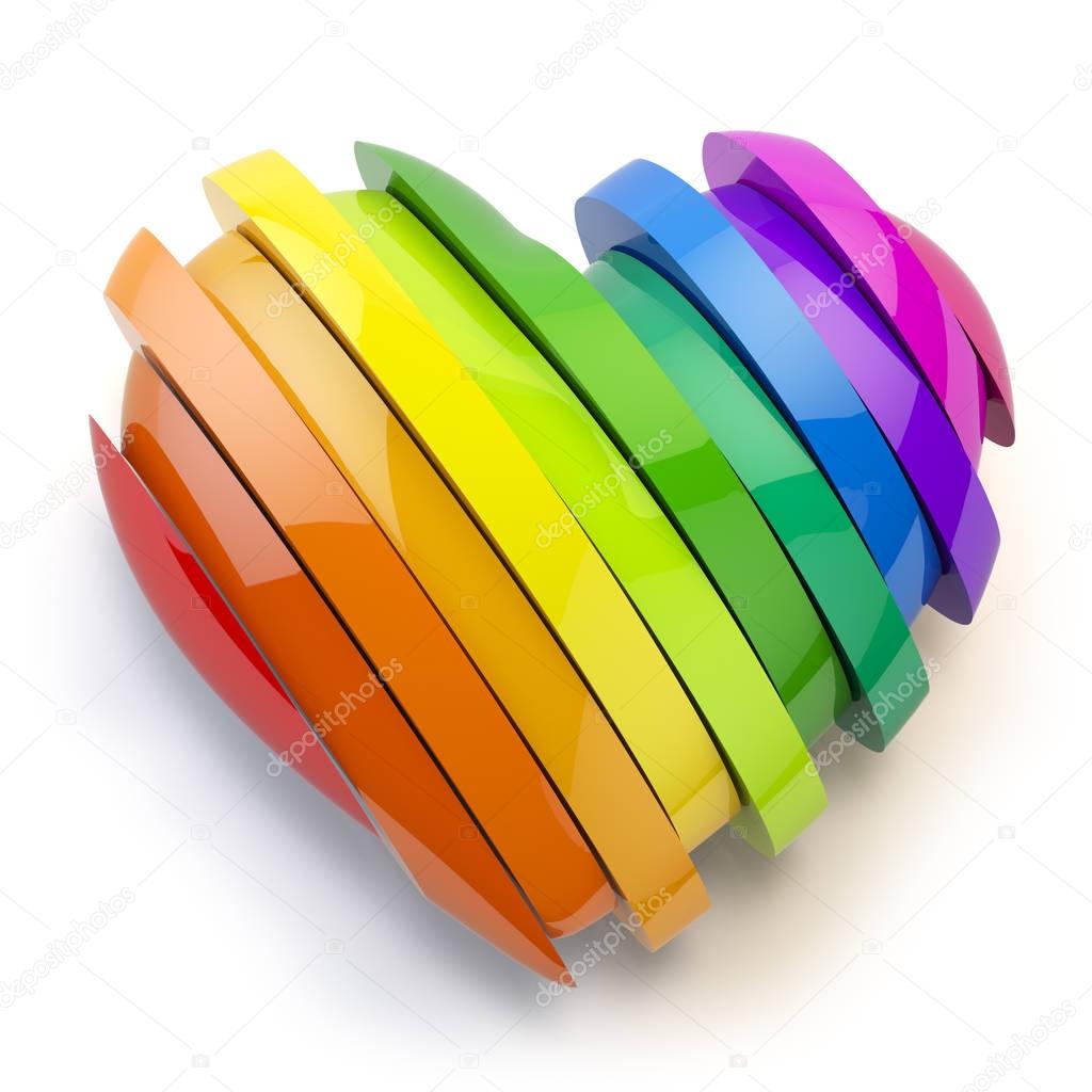 Heart with colors of gay pride LGBT community. Homosexual relati