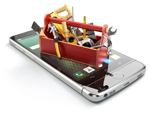 Smartphone dienst. On line technische ondersteuning concept. Mobiele pho — Stockfoto