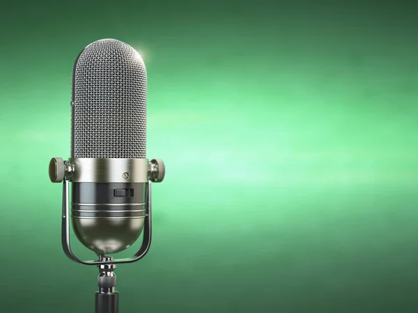 Régi retro mikrofon. Rádió show, vagy audio podcast koncepció. Vinta — Stock Fotó