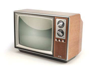 Vintage Tv izole üzerinde beyaz arka plan ayarlayın. İletişim, medi