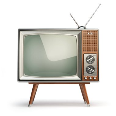 Retro Tv izole üzerinde beyaz arka plan ayarlayın. İletişim, medya 