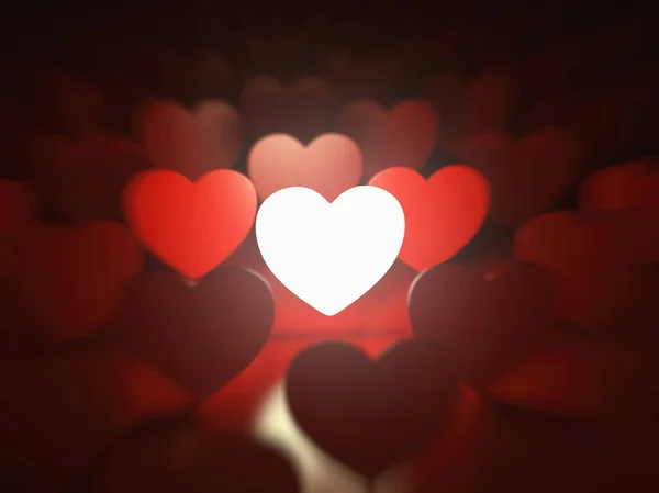 Valentine's day background. Love concept. One glowing heart in a — Stock Photo, Image
