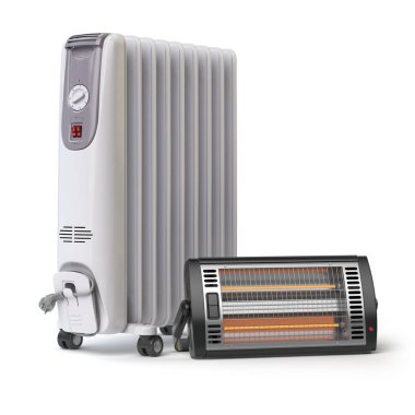 Oil and halogen or infrared heaters .Heating devices and climate clipart