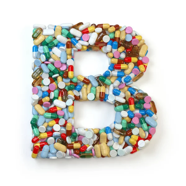 Letter B. Set alfabet van geneeskunde pillen, capsules, tabletten een — Stockfoto