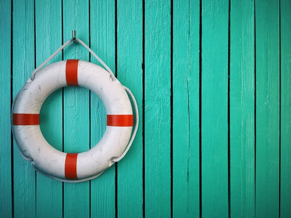 Hayat kemer veya kurtarma ring ahşap duvar. Kurtuluş, koruma