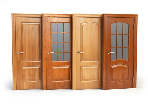 Venda de portas de madeira isoladas em branco. Design de interiores ou marke — Fotografia de Stock