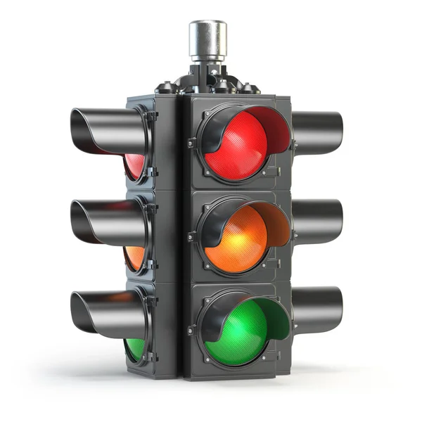 Traffic lights isolated on white background — Stock Photo, Image