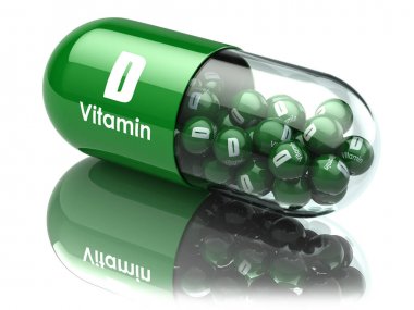 D vitamini kapsülü veya hap. Diyet takviyeleri.