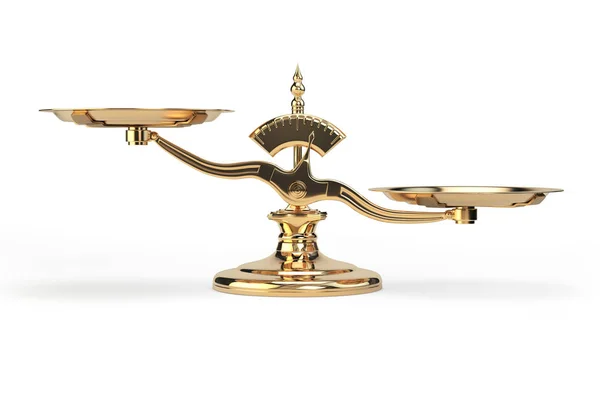 Golden balance scales isolated on white background. — Stock Photo, Image