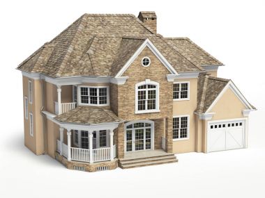 Beyaz izole nerede? Emlak kavramı. 3D