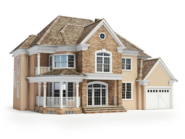 Hus isolerat på vitt. Real estate koncept. 3D — Stockfoto
