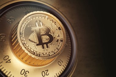 Güvenli kilit bitcoin sembolü ile. Bitcoin cryptocurrency tahvilât