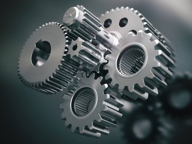 Motoru dişli çarkları ve cogwheels. Endüstriyel arka plan.