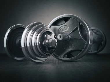 Halter ve etmek. Spor vücut geliştirme aletleri siyah arka