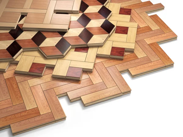 堆叠实木复合地板木板。几类实木复合地板 coa — 图库照片