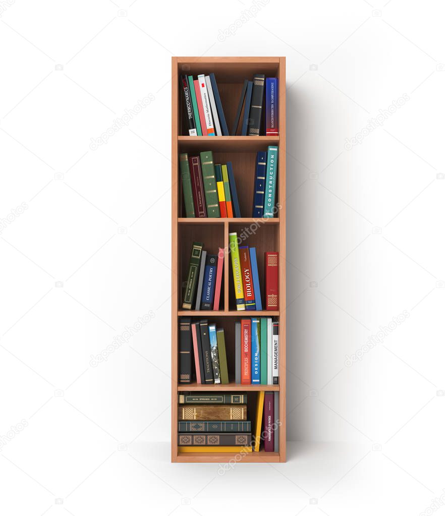 Letter I. Alphabet in the form of shelves with books isolated on