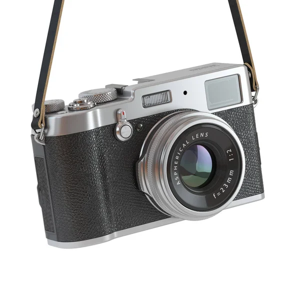 Appeso vintage fotocamera retrò isolato sul retro bianco — Foto Stock