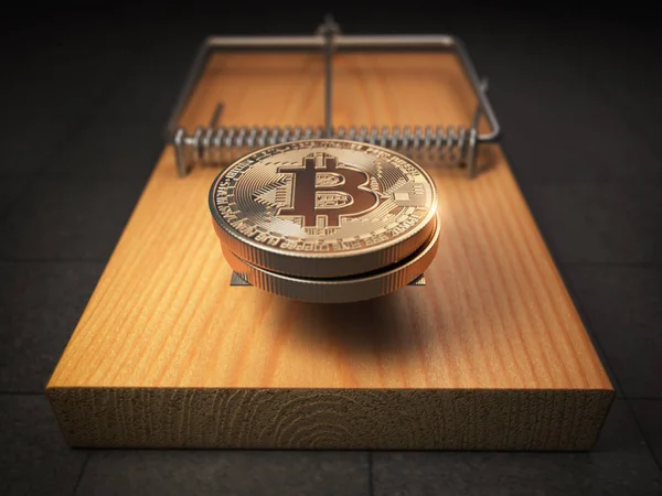 Bitcoin Btc munten in de muizenval. Financiële invetsment risico co — Stockfoto