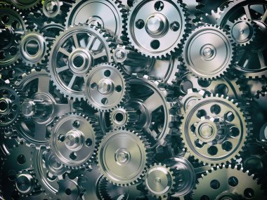 Motoru Dişli tekerlekleri. Endüstriyel ve ekip çalışması kavramı arka plan.