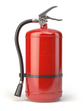 Yangın söndürücü beyaz arkaplanda izole edildi.