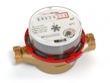 Beyaz arka plan üzerinde izole su sayaçları.