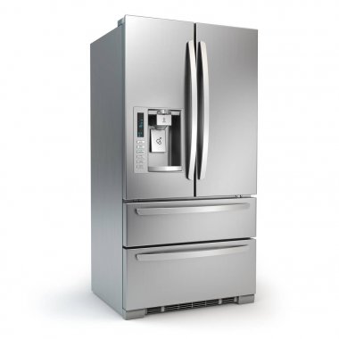 Fridge freezer. Side by side stainless steel srefrigerator  with clipart