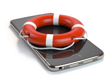 Beyaz arka plan üzerinde izole yeleğini ile akıllı telefon. Mobil ph