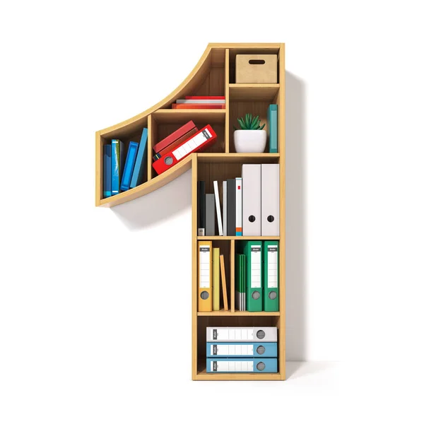 Number 1. Alphabet in the form of shelves with file folder, bind — Stock Photo, Image