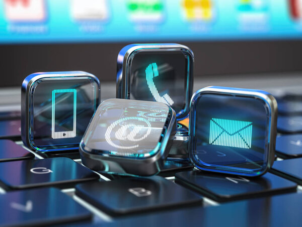 Contact us website page on computer keyboard. Internet concept  