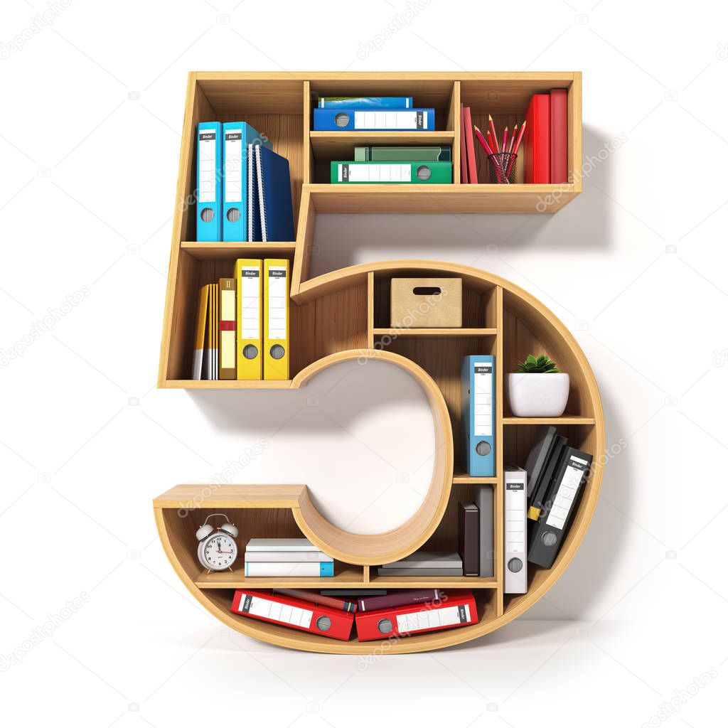 Number 5. Alphabet in the form of shelves with file folder, bind
