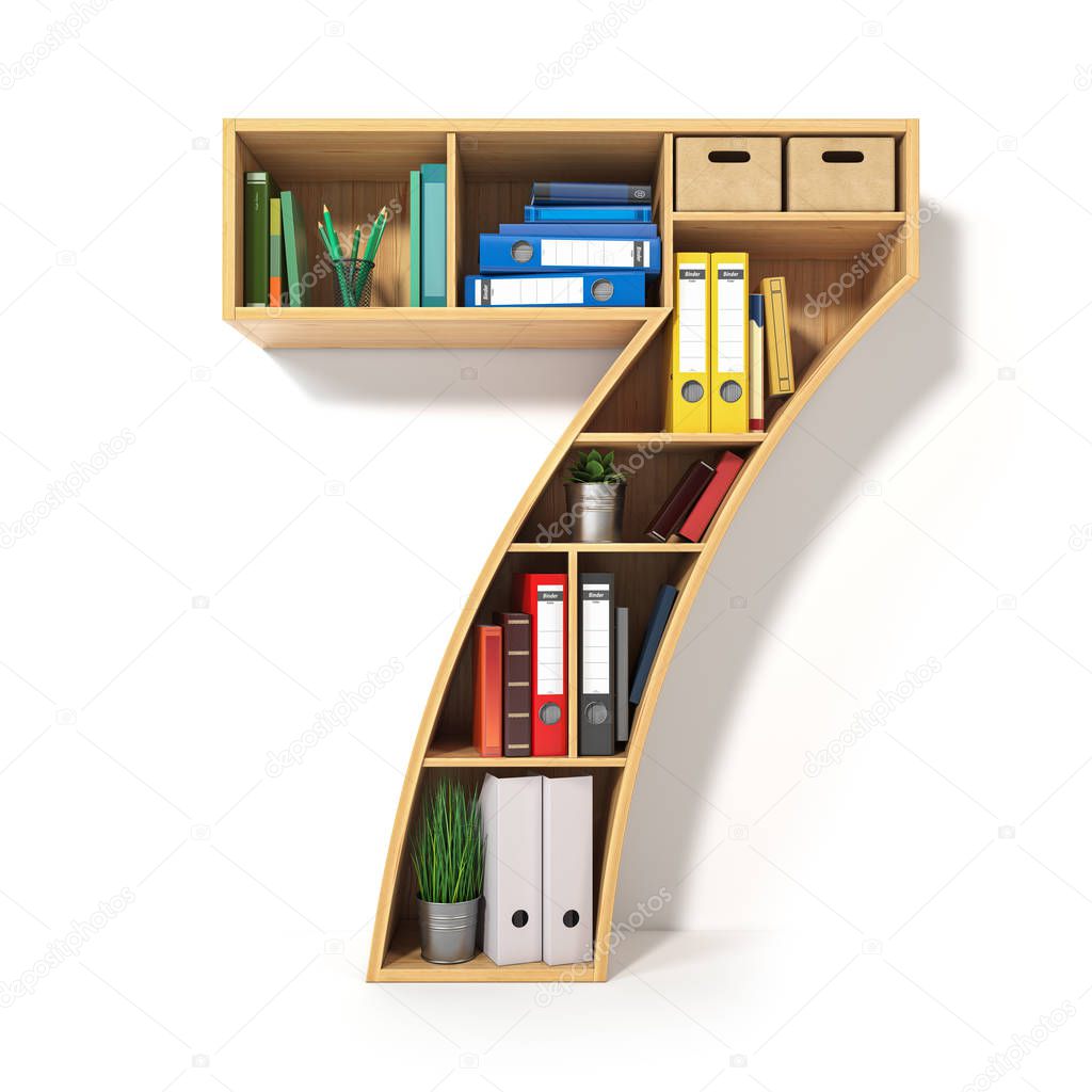 Number 7. Alphabet in the form of shelves with file folder, bind
