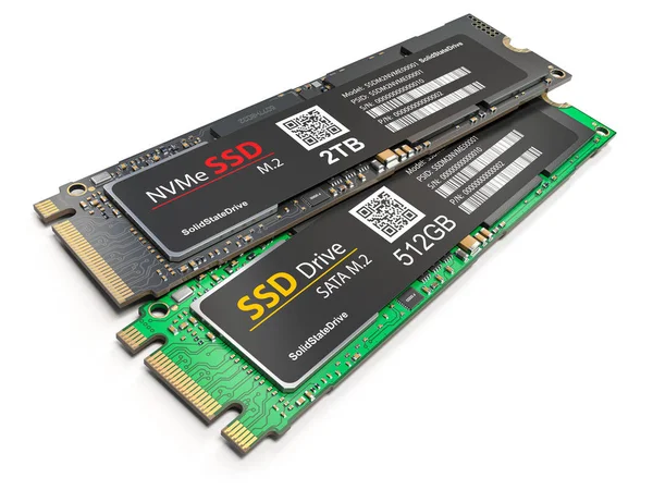 Unidade de disco SSD M2 diferente isolada no fundo branco . — Fotografia de Stock