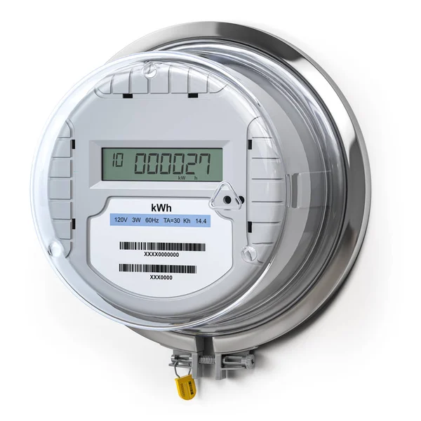 Digital electric meter with lcd screen isolated on white. Electr — 스톡 사진