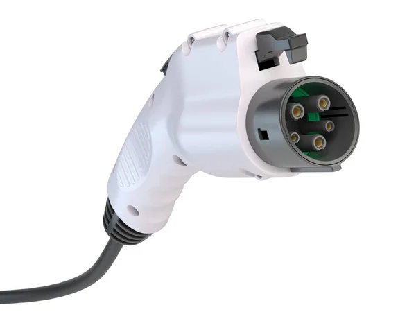 Electric car charging plug isolated on white. Car charger power — ストック写真