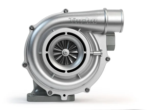 Carro turbocompressor isolado no fundo branco. Motor turbo . — Fotografia de Stock