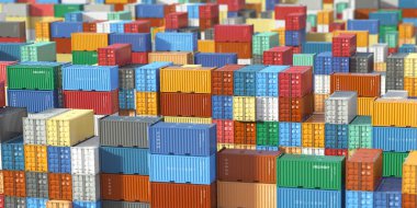 Kargo konteynırları depolama alanında. Teslimat, Mantık