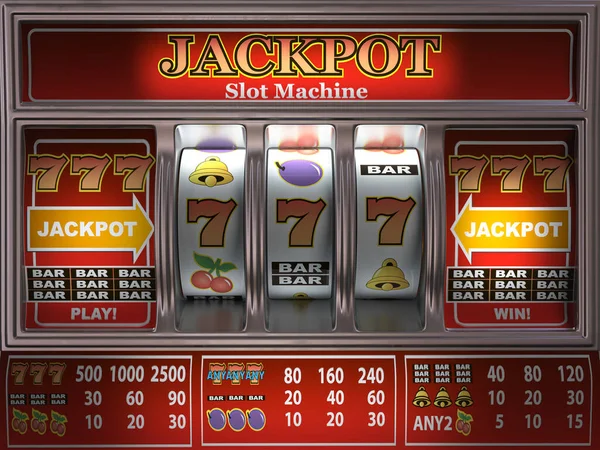 カジノのスロットマシン オンラインカジノとギャンブルの背景 3Dイラスト — ストック写真