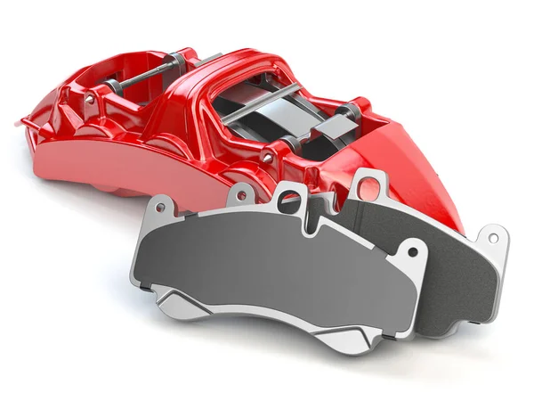 Car Brakes Red Caliper Pads Dsk Braking System Parts Illustration — Stockfoto