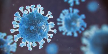 Coroanvirus covid-19 sarar 2019 ncov 2 mikroskop görüntüsü. 3d illüstrasyon