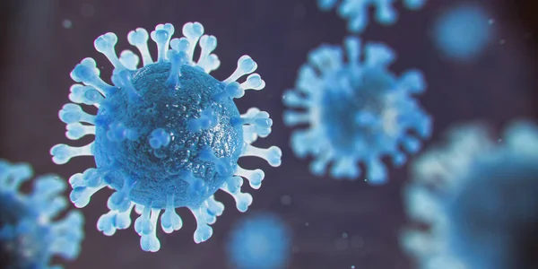 コロニアウイルスCovid Sars 2019 Conv 2ウイルス顕微鏡ビュー 3Dイラスト — ストック写真