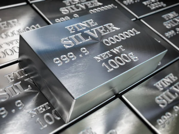 Zilveren Staven Ingots Achtergrond Edelmetaal Illustratie — Stockfoto