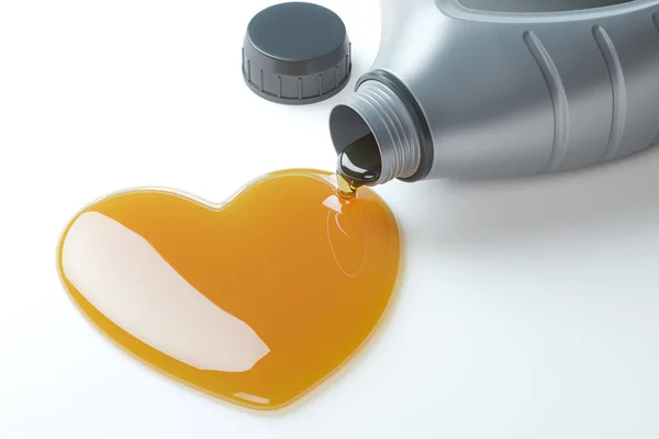 Motor Oil Canister Drop Motor Oil Form Heart Illustration — Stock Photo, Image