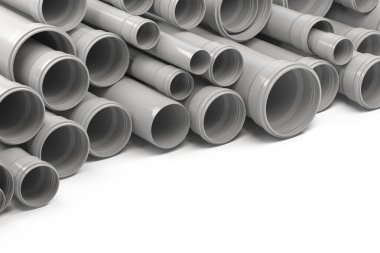 Depoda plastik borular ve borular var. 3d illüstrasyon