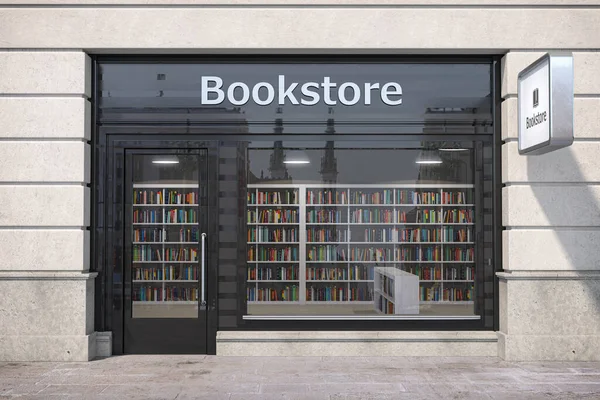 Librería Exterior Con Libros Libros Texto Escaparate Ilustración — Foto de Stock