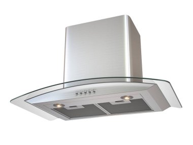 Mutfak kaputu beyaza izole edilmiş. 3d illüstrasyon