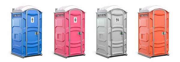 Portable Plastic Toilet Public Facilities Different Colors Isolated White Illustration — Stock Photo, Image