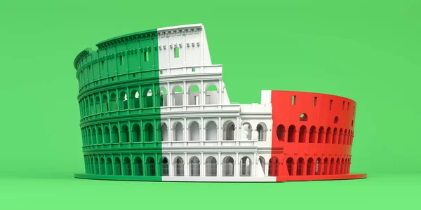 Coliseo Coliseo Colores Ffag Italiano Sobre Fondo Verde Símbolo Roma —  Fotos de Stock