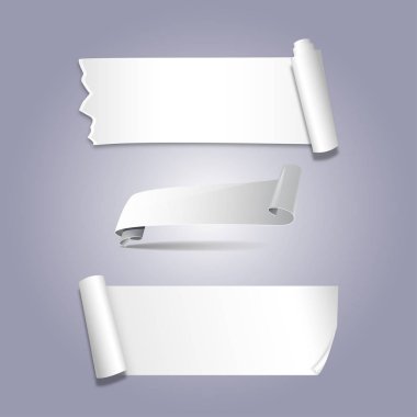 Set of realistic white paper stickers